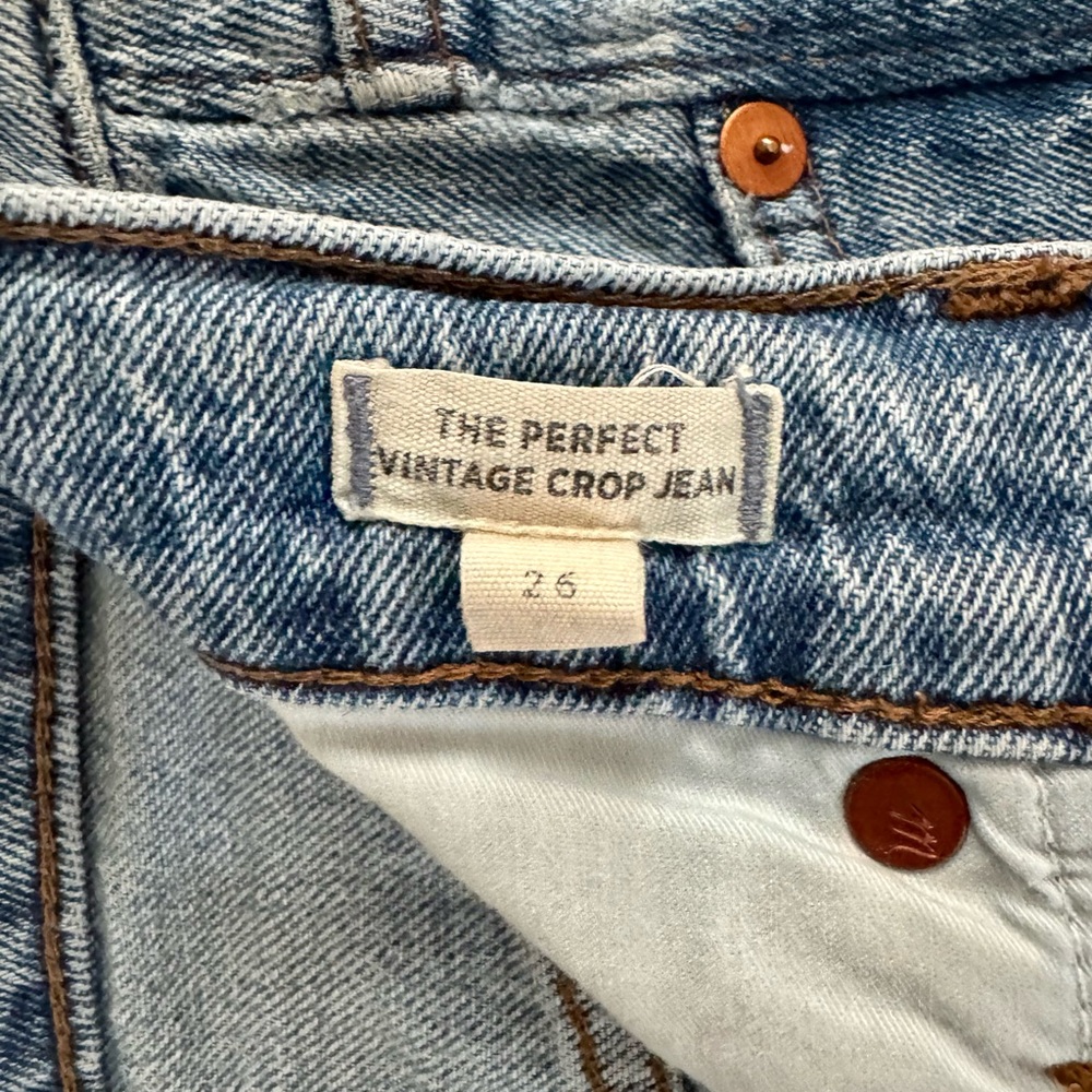 Madewell Perfect Vintage Crop Jean - Light Wash Distressed Hem